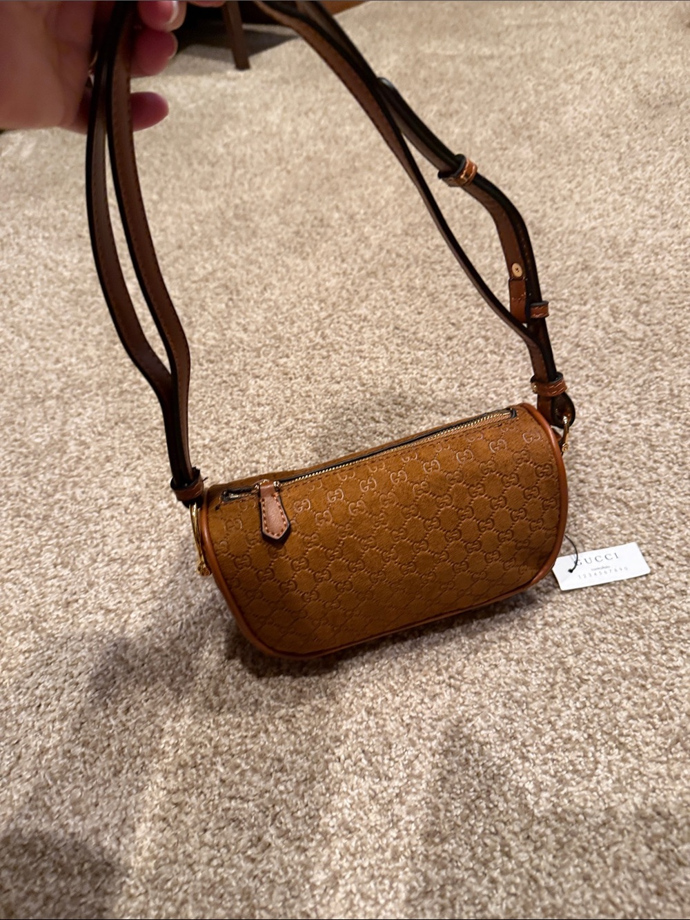 Mini Monogram Shoulder Bag in Brown and Tan